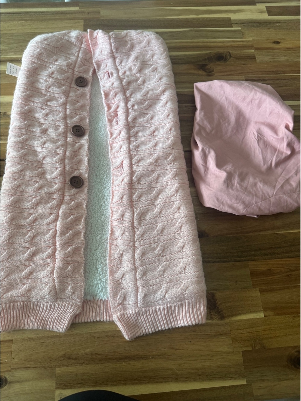 Baby Girl Pink Cable Knit Swaddle Blanket & Changing Pad Sheet Bundle